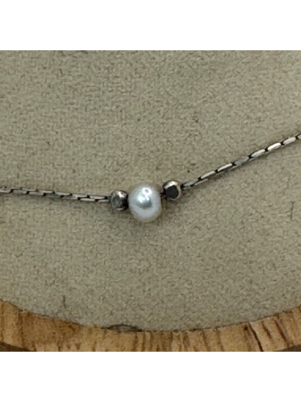 Vintage Sterling Silver Bracelet Freshwater Seed Pearls Dainty Chain 10" Anklet